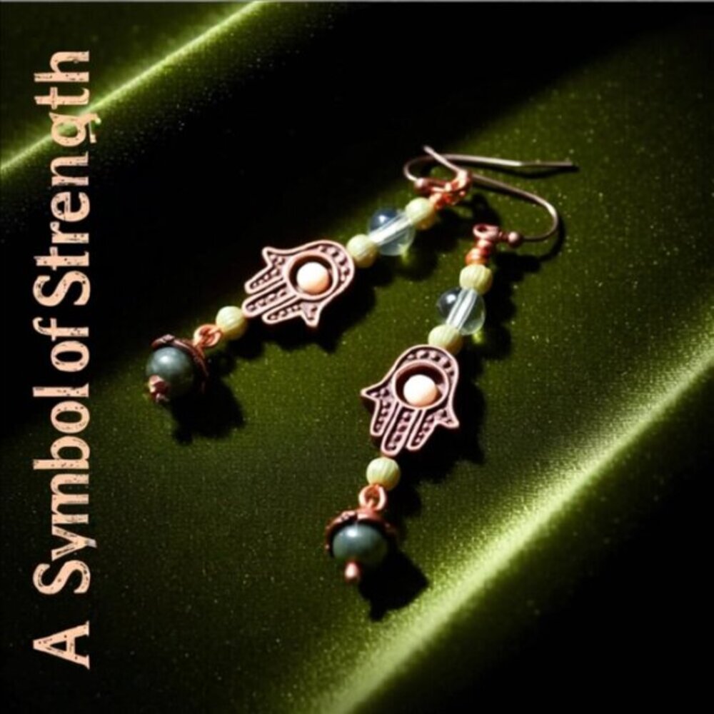 Hamsa Hand | Unique & Handmade | Dangle Earrings | Blessings Love & Protection | - Picture 7 of 14